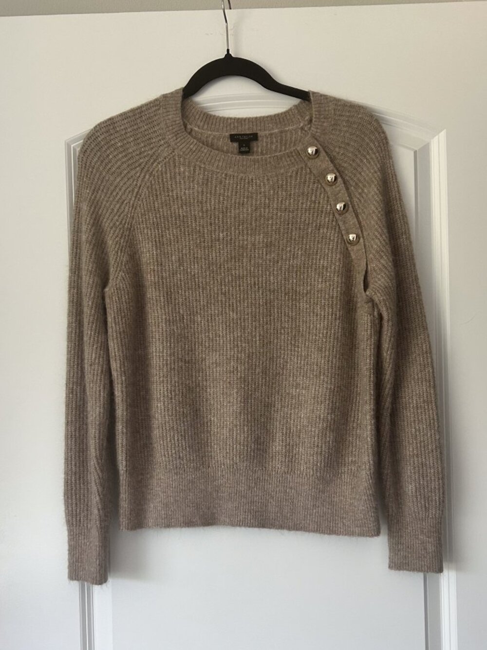 Tan Soft Ann Taylor Sweater with detail size small